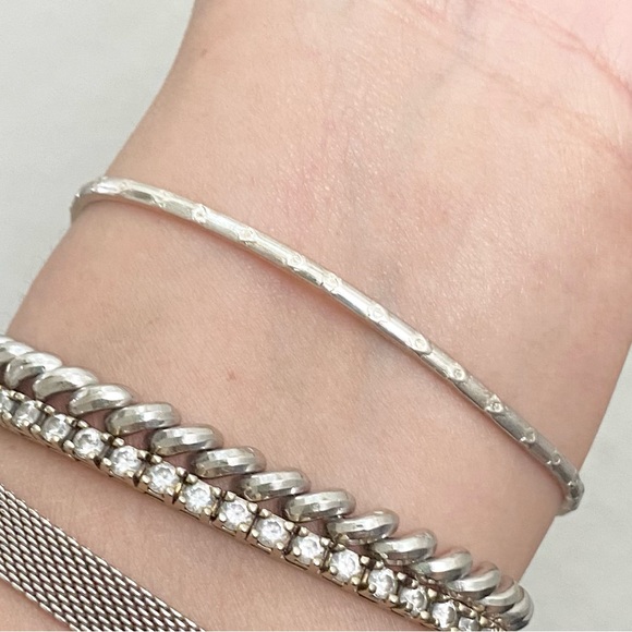 Vintage Silver-tone Malachite Bangle Bracelet - Picture 4 of 11